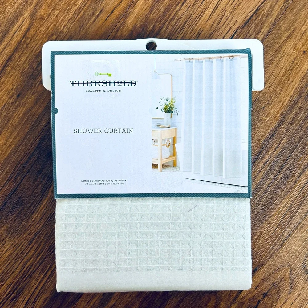 Threshold Gray Waffle Shower Curtain- NWT